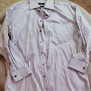 Claiborne Black and White Striped Dress Shirt